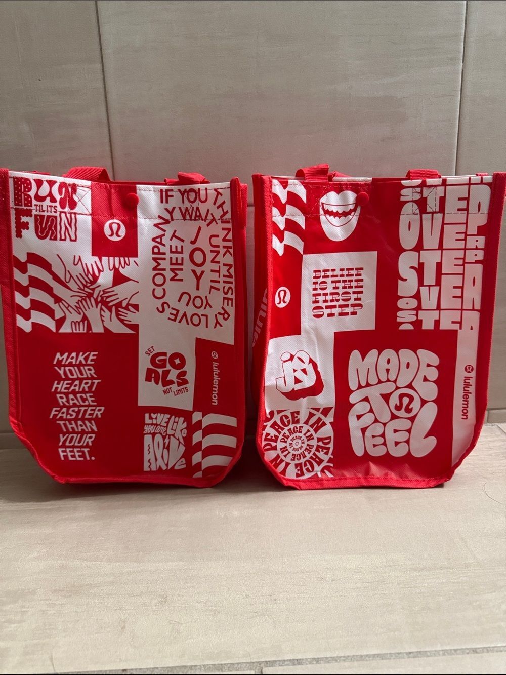 NEW Set of 2 Lululemon Red Reusable Tote Bags